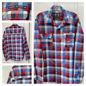 Under Armour long sleeve button down shirt men's large red white blue mens large